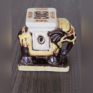 Vtg ceramic hand painted elephant statue home decor 5"